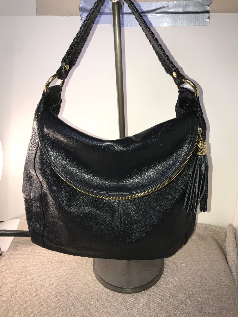 NWT Onna Ehrlich Black Pebble Leather Hobo Bag